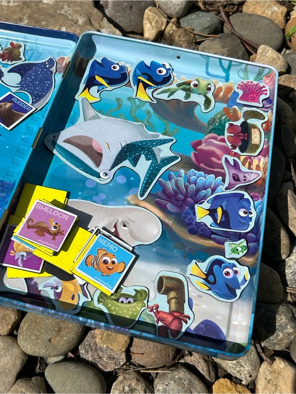 🩶5/$30 Disney Finding Dory Travel Activity Magnetic Tin & Game Card Travel Set